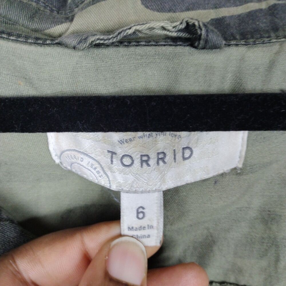 Torrid Womens Green Camouflage Jacket Plus Size 6XL 100% Cotton - Picture 7 of 9